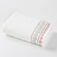 white jacquard border towel