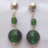 Glass Bead Earrings (SER-14 Green)