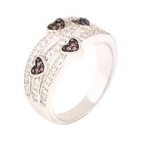 Tuan 925 Pure Silver Cubic Zirconia (CZ) Diamond Ring with sweet Heart