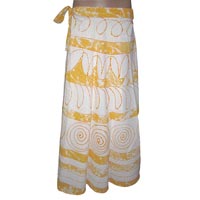 Batik Print Long Wrap Skirt