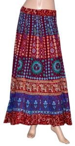 Block Print Cotton Wrap Skirt