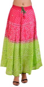 Cotton Long Tie Die Bandhej Skirt