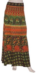 Designer Cotton Long Wrap Skirt