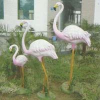 Flamingo Family Set of Three Piece Fiber Bird Figure