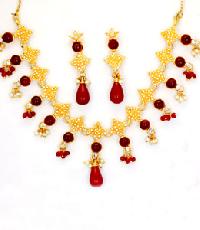 Red Colored Polki Necklace