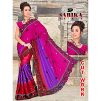 Embroidered Satin Sarees