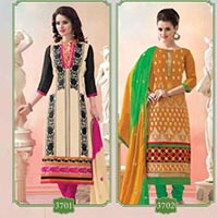 Straight Long Chanderi Cotton Dress Material