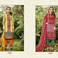 GUL SAFINA-Designer Cambric printed with heavy embroidery Dresses