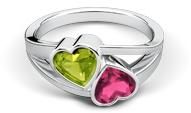 Silver Ring of Peridot and Rubylite