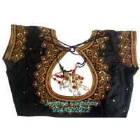 Aari Hand Embroidered Black Color Un-stitched Designer Blouse Material