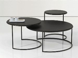 Modern Oval Metal Coffee End Table Set Reclaimed