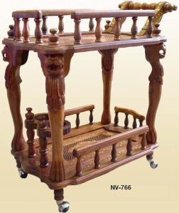 Wooden Carved Serving Trolley