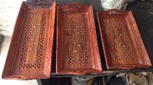 wooden coffee tray set