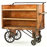 Industrial Cart with Wooden Shelf