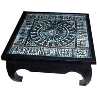 Wooden Coffee Table with Orissa Hand Work