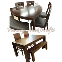 Wooden Dining Table Set with Wooden Bench