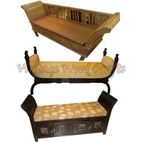 Wooden Roman Style Double Seater Sofa