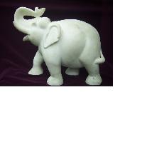 White Marble Elephant Figure