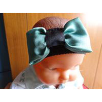 Black and Green Satin Bow On Band