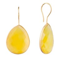 Yellow Chalceodny Gemstone Earrings