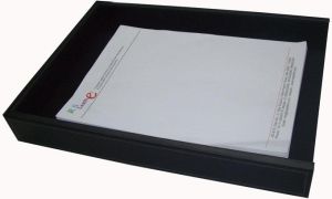 Black Leather Letter Tray