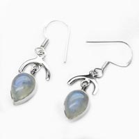 2.3 GMRainbow Moonstone Gem Stone 925 Sterling Original Silver Earring