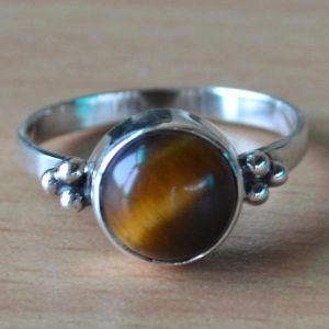 2 Gm Tiger Eye Gemstone 925 Sterling Silver Ring