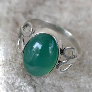 3.2 GM Green Onyx Gem Stone 925 Sterling Original Silver Ring