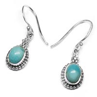 3.3 Gm Larimar Gemstone 925 Sterling Original Silver Earring