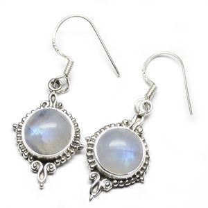 3.3 Gm Rainbow Moonstone Gemstone 925 Sterling Original Silver Earring