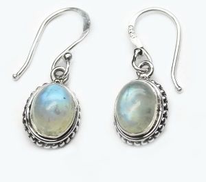 3.5 Gmrainbow Moonstone Gem Stone 925 Sterling Original Silver Earring