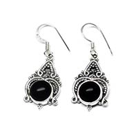 Black Onyx Gem Stone 925 Sterling Original Silver Earring