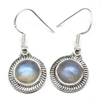 3.9 Gm Rainbow Moonstone Gemstone 925 Sterling Original Silver Earring