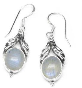 4.4 Gm Rainbow Moonstone Gemstone 925 Sterling Original Silver Earring