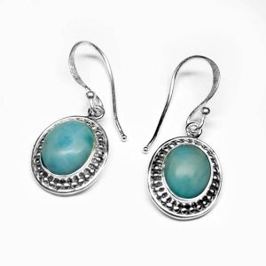 Larimar Gem Stone 925 Sterling Original Silver Earring