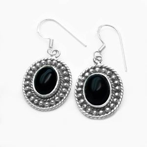 4.2 gmBlack Onyx Gem Stone 925 Sterling Original Silver Earring