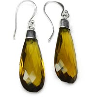 5.9 Gm Whisky Quartz Gemstone 925 Sterling Original Silver Earring