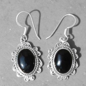 Black Onyx Gemstone 925 Sterling Original Silver Earring