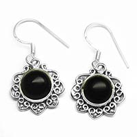 Black Onyx Gemstone 925 Sterling Original Silver Earrings