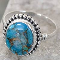 Blue Copper Turquoise Gem Stone 925 Sterling Original Silver Ring