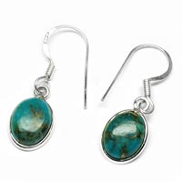 Blue Copper Turquoise Gem Stone 925 Sterling Original Silver Earring