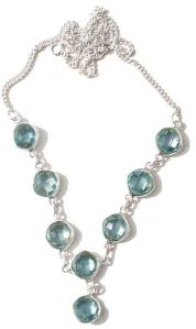 Blue Topaz Gem Stone 925 Sterling Silver Necklace