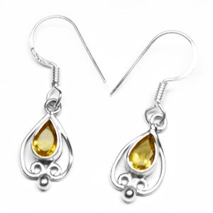 1.3 gm citrine gem stone 925 sterling original silver earring