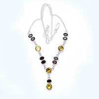 Citrine Gem Stone 925 Sterling Silver Necklace