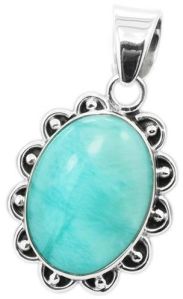 Larimar Gem Stone 925 Sterling Original Silver Pendant