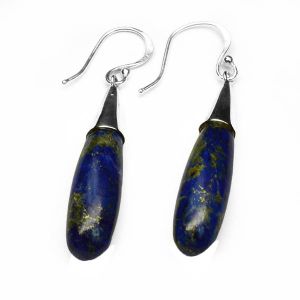 8.4 Gm Lapis Lazuli Gemstone 925 Sterling Original Silver Earring