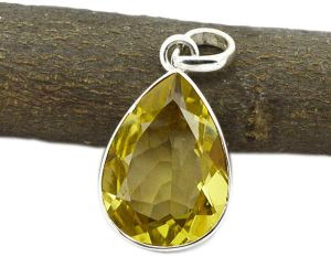 Lemon Gemstone 925 Sterling Original Silver Pendant