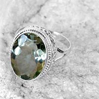 6 GM Green Amethyst Gem Stone 925 Sterling Original Silver Ring