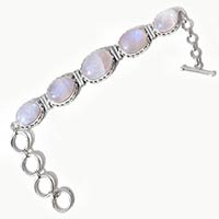 New Design Rainbow Moonstone Gemstone Sterling Silver Bracelet