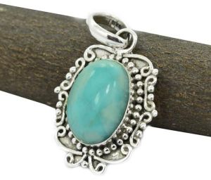 New Larimar Gem Stone 925 Sterling Original Silver Pendant